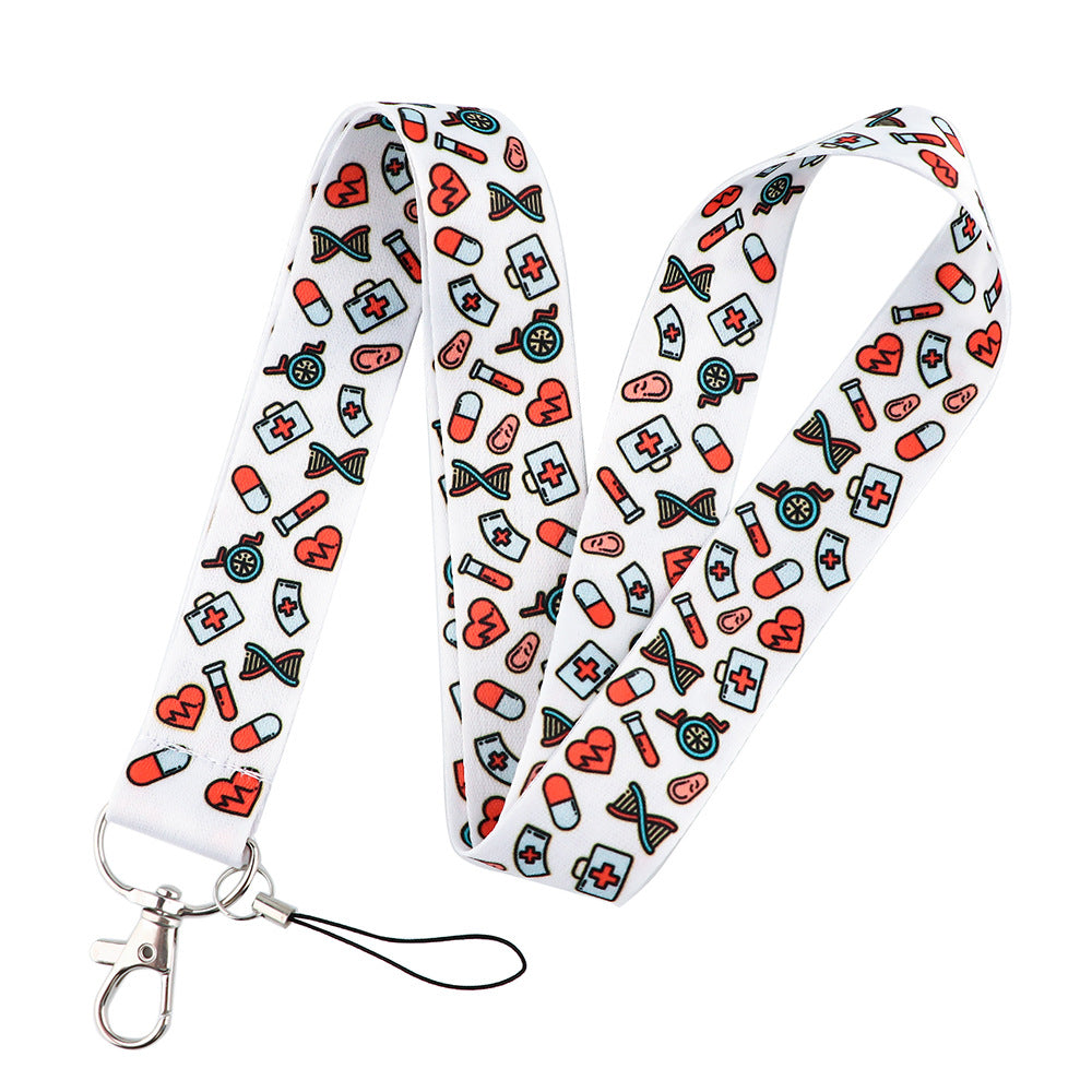 Cartoon Medical Pattern Phone Neck Strap ID Badge Camera Cell Phone Universal Lanyard