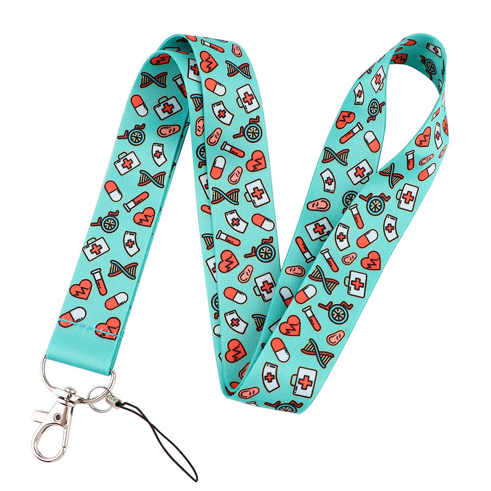 Cartoon Medical Pattern Phone Neck Strap ID Badge Camera Cell Phone Universal Lanyard
