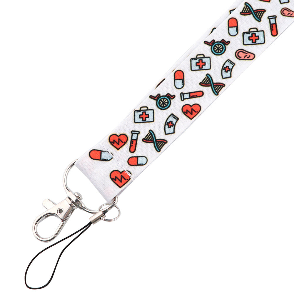 Cartoon Medical Pattern Phone Neck Strap ID Badge Camera Cell Phone Universal Lanyard