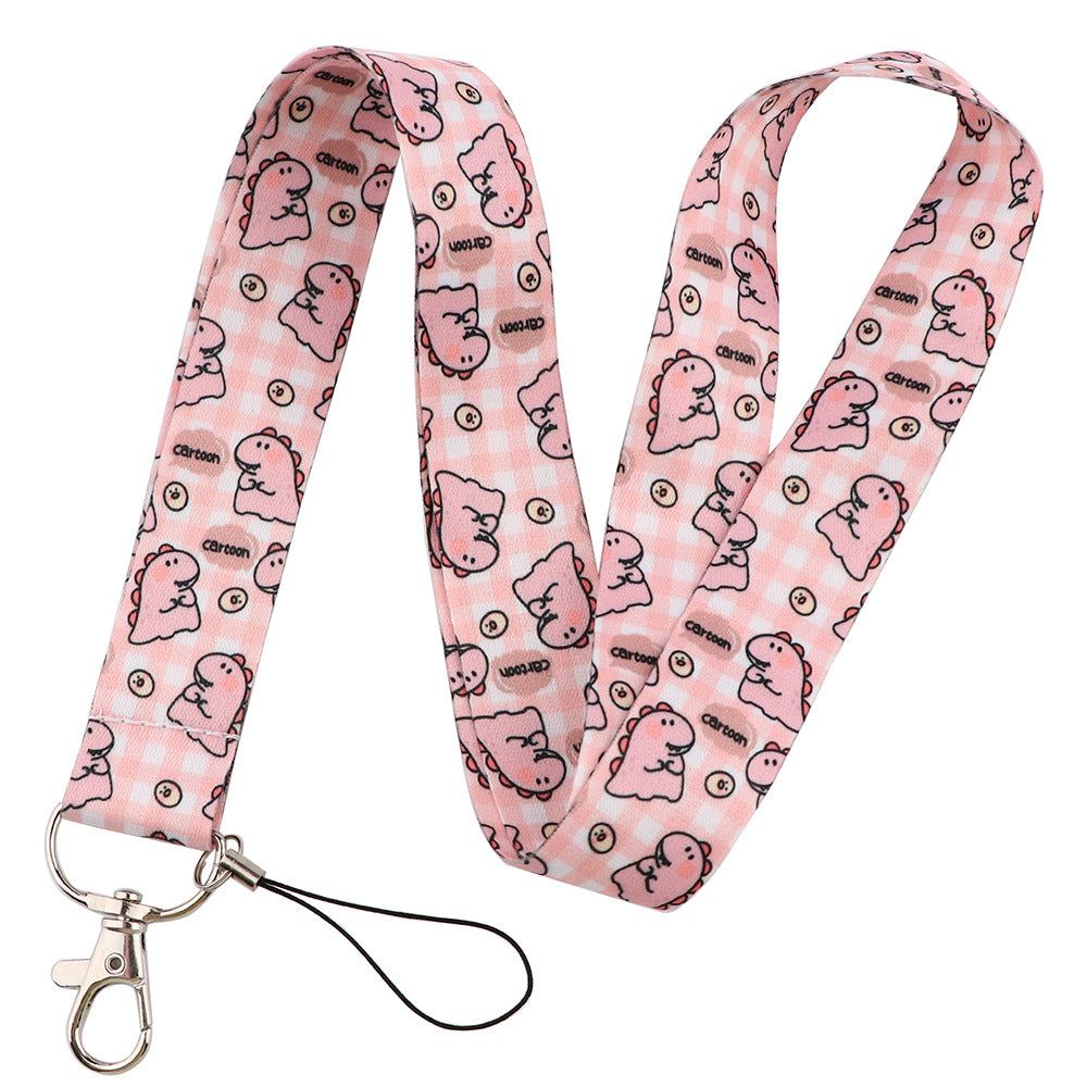 Cute Dinosaur Pattern Phone Lanyard Universal Nylon Neck Strap Rope for ID Badge Keychain Camera