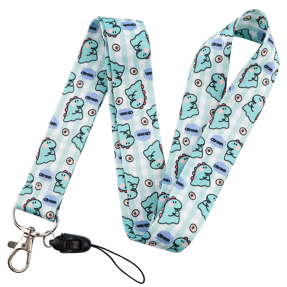 Cute Dinosaur Pattern Phone Lanyard Universal Nylon Neck Strap Rope for ID Badge Keychain Camera