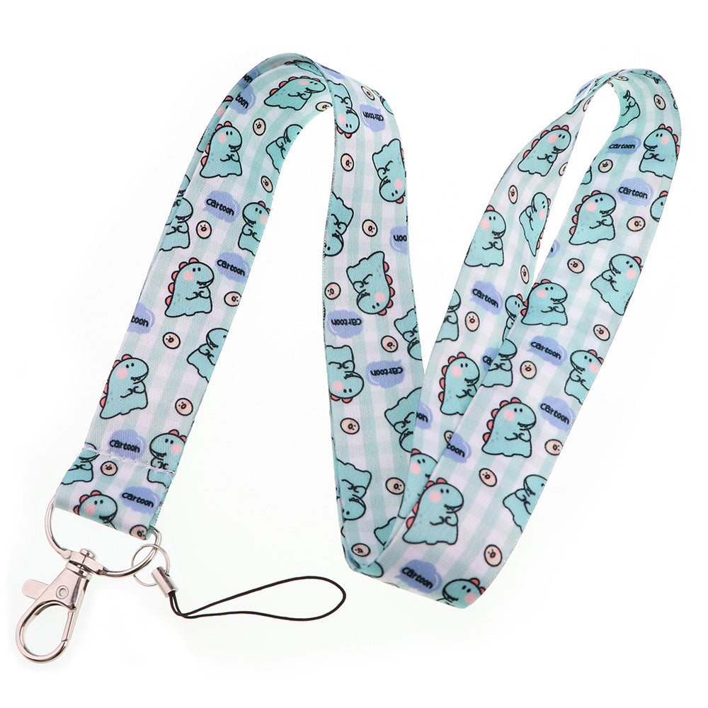Cute Dinosaur Pattern Phone Lanyard Universal Nylon Neck Strap Rope for ID Badge Keychain Camera