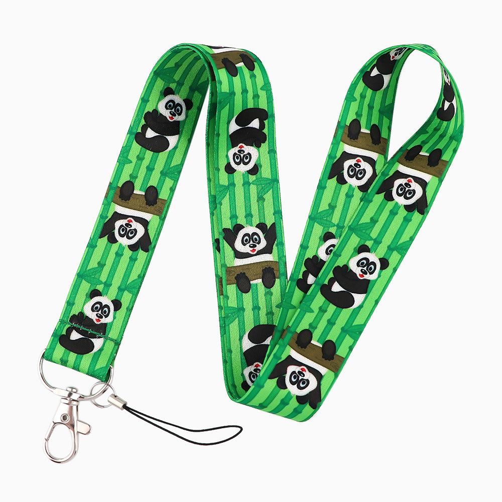 Cute Panda Pattern Phone Neck Strap ID Badge Card Holder Universal Cell Phone Nylon Lanyard