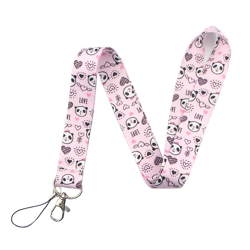 Cute Panda Pattern Phone Neck Strap ID Badge Card Holder Universal Cell Phone Nylon Lanyard