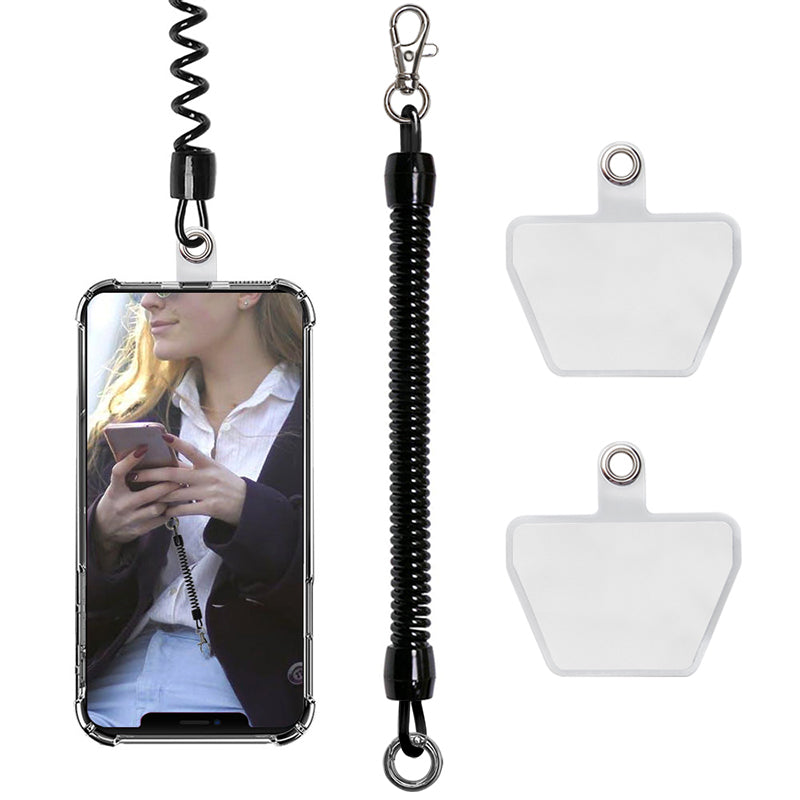 Retractable Phone Lanyard Universal Stretchy Wrist Strap with 2 Transparent Tether Patch