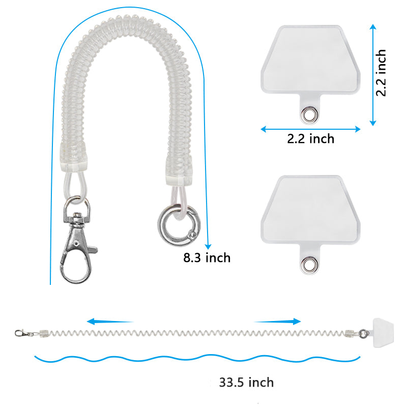 Retractable Phone Lanyard Universal Stretchy Wrist Strap with 2 Transparent Tether Patch