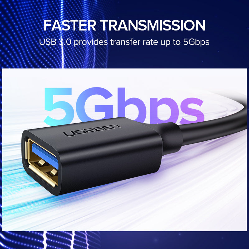 UGREEN 30127 3m USB 3.0 Male to Female Extension Cable High Speed Data Transfer Cord for Laptop PC TV SSD