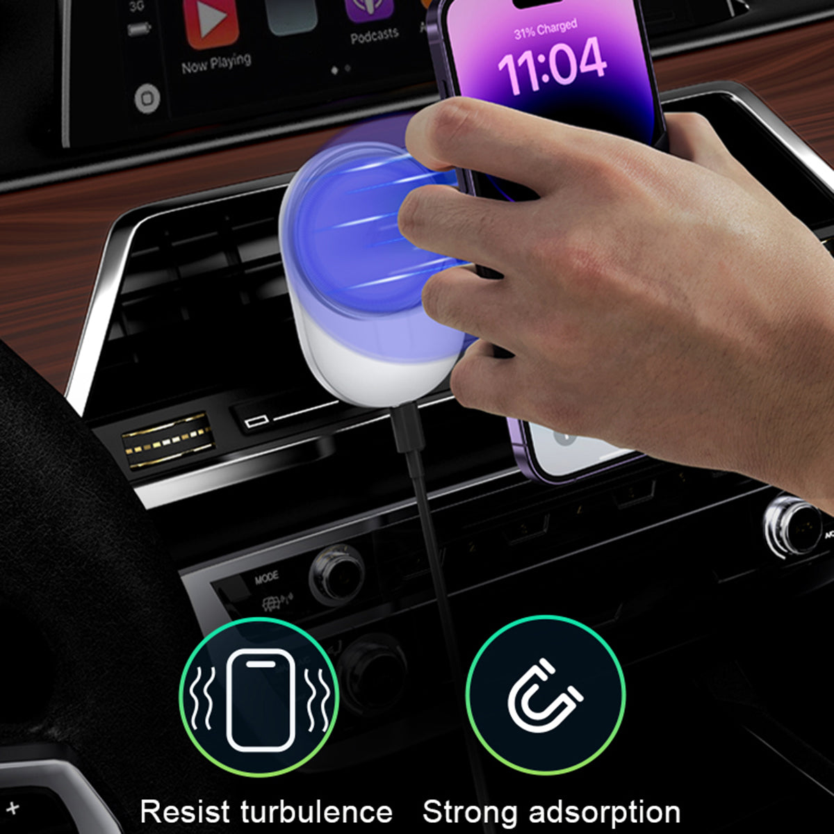 ZHX-CW01 Car Magnetic Wireless Charger for iPhone 12/13/14 Series Magnetic Charger Phone Mount Holder - Black