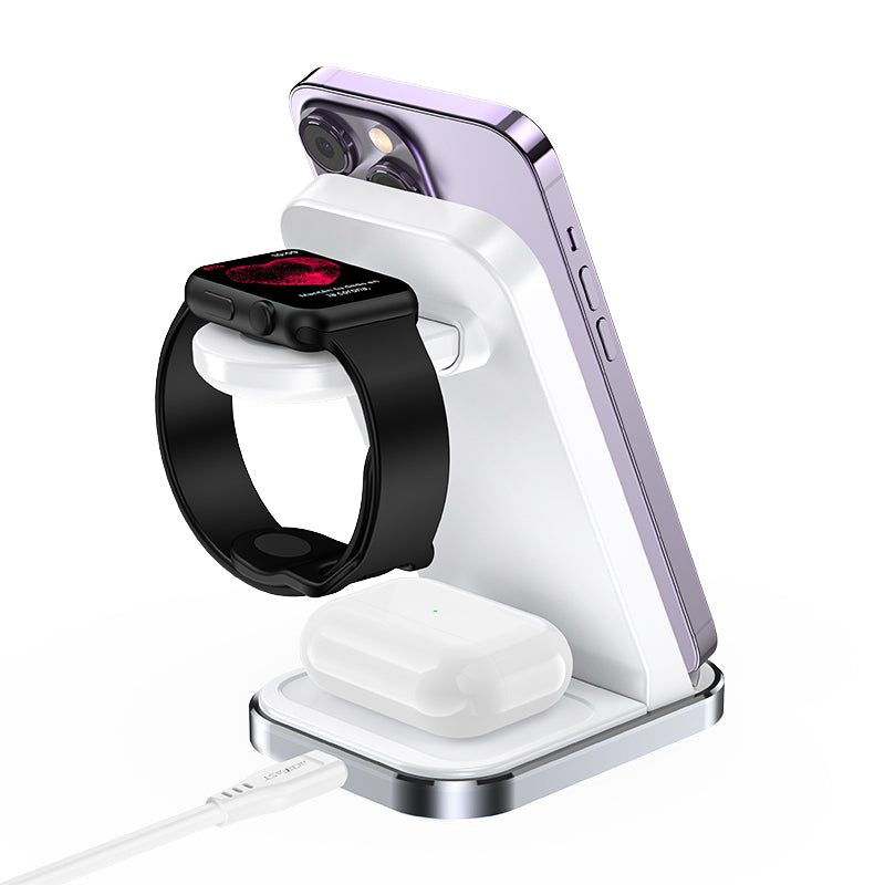ACEFAST E15 3-in-1 Desktop Charger 15W Wireless Charging Dock for Mobile Phone/Earphones/Smart Watch