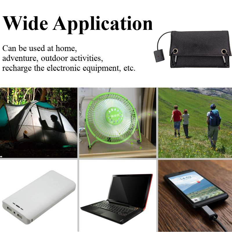 10W 4 Foldable Solar Panel Waterproof Portable Solar Charger with Carabiner for Outdoor Camping Hiking