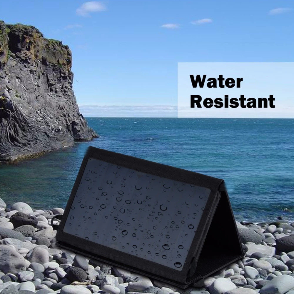 HY-SP28 28W Solar Panel 4-Folding USB Fast Charging Type-C Solar Charger Power Bank for Outdoor Camping