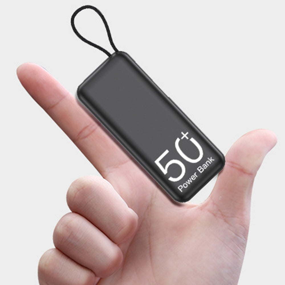 Portable Mini 5000mAh Power Bank Built-in Type-C Charging Cable Phone Charger External Battery