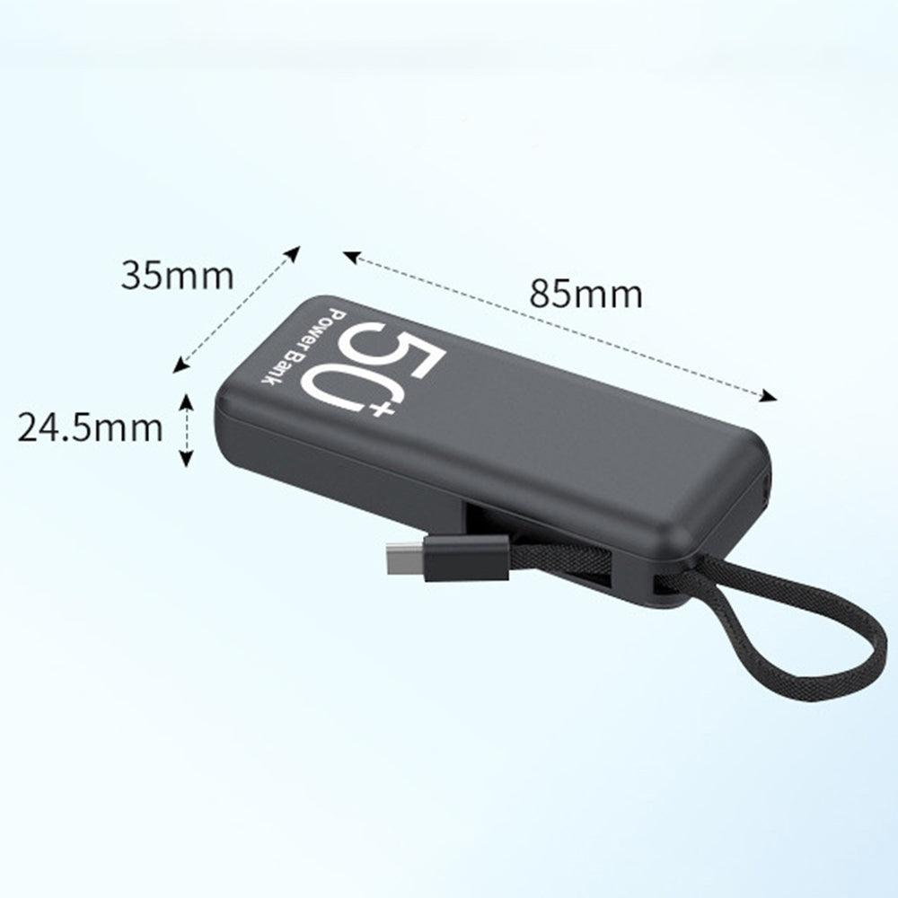 Portable Mini 5000mAh Power Bank Built-in Type-C Charging Cable Phone Charger External Battery