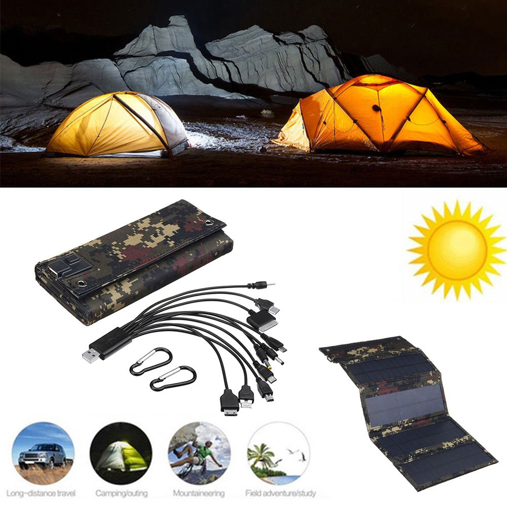 HY-IP077AB 10W Foldable Solar Charger Portable Solar Panel for Outdoor Camping Hiking