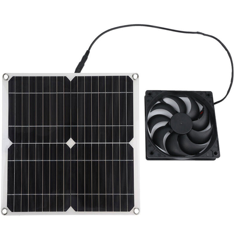 25W Solar Panel Fan Kit Monocrystalline Silicon Photovoltaic Solar Power for RV Camping