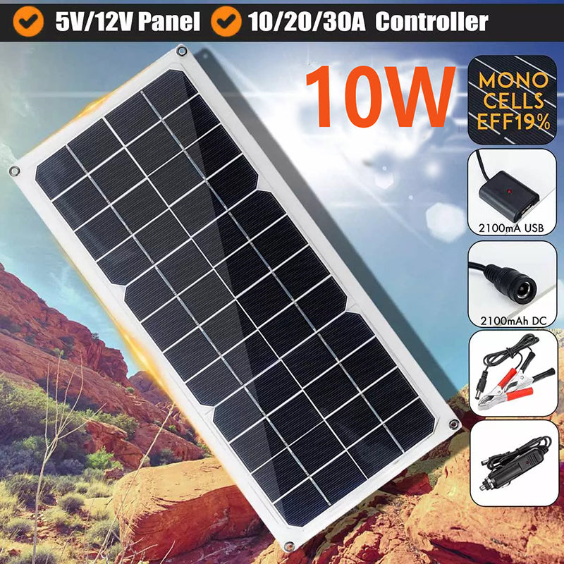 10W Monocrystalline Silicon Solar Charger Photovoltaic Solar Panel Outdoor Phone Power Bank