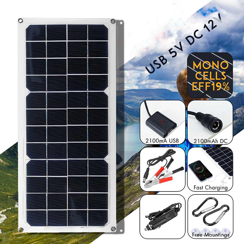 10W Monocrystalline Silicon Solar Charger Photovoltaic Solar Panel Outdoor Phone Power Bank