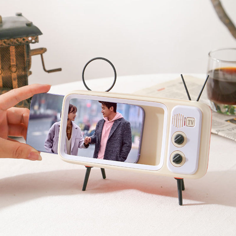 Retro TV Shape Mobile Phone Holder Home Office Desktop TV Phone Stand Bracket