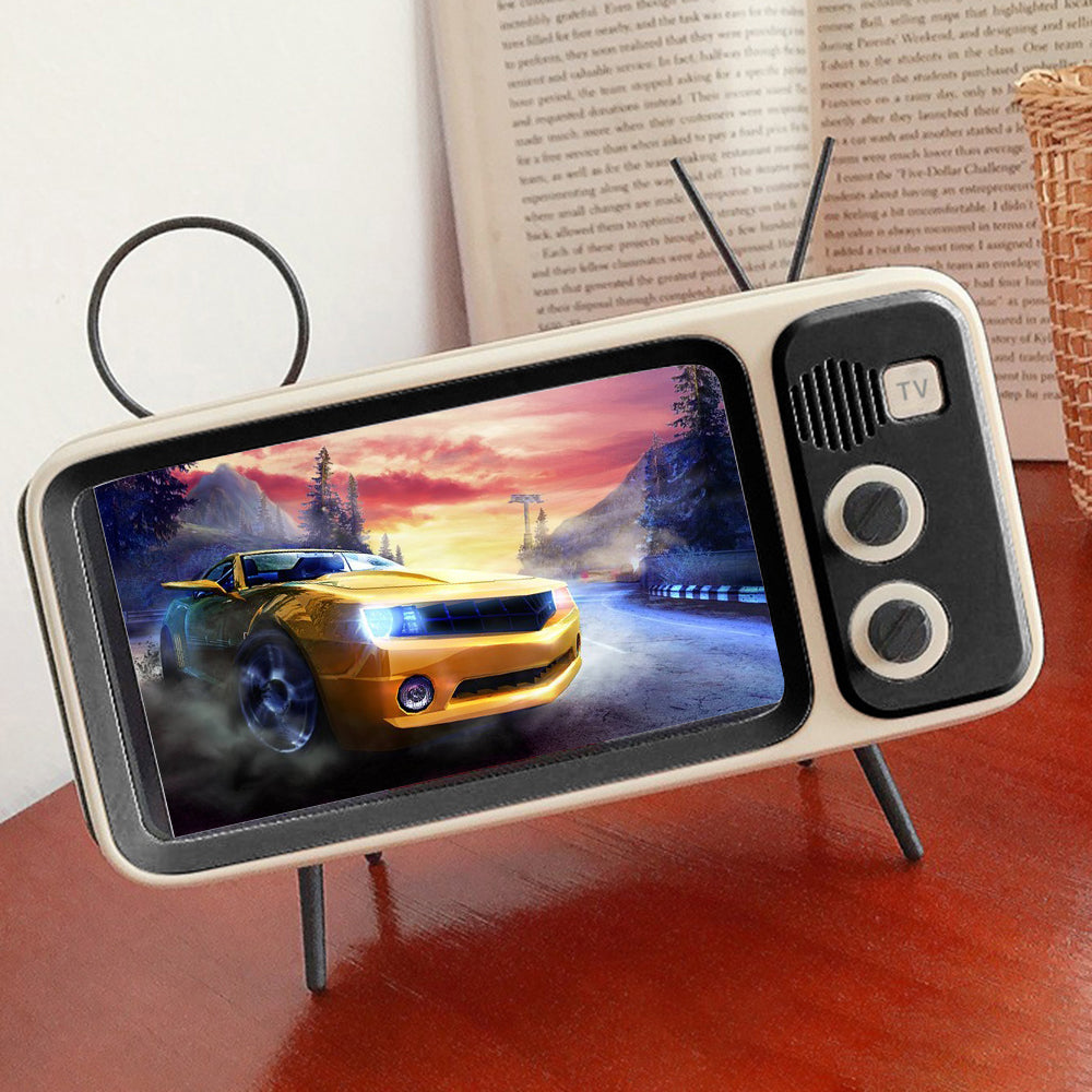 Retro TV Shape Mobile Phone Holder Home Office Desktop TV Phone Stand Bracket