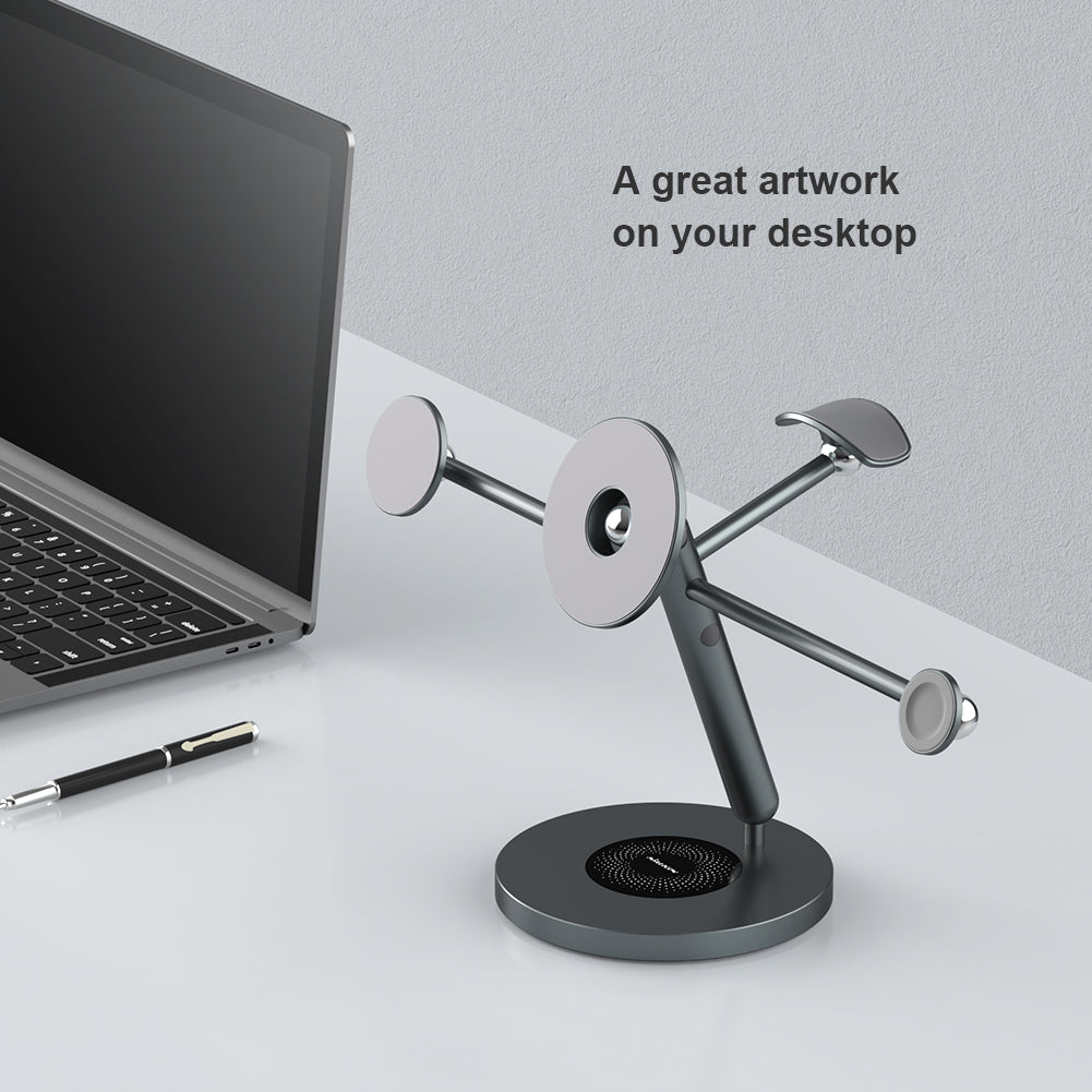 NILLKIN SnapBracnch Modular Devices Station Stand 360-Degree Rotating Magnetic Tablets Mount Mobile Phone Holder with Headset Module (All-in-One Version)