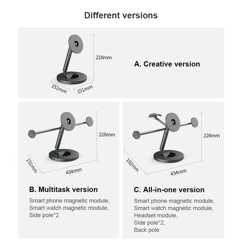 NILLKIN SnapBracnch Modular Devices Station Stand 360-Degree Rotating Magnetic Tablets Mount Mobile Phone Holder with Headset Module (All-in-One Version)