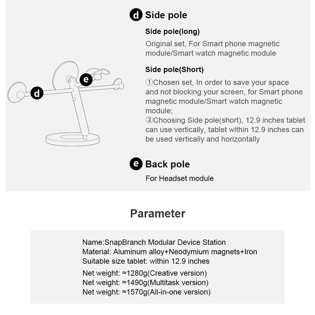NILLKIN SnapBracnch Modular Devices Station Stand 360-Degree Rotating Magnetic Tablets Mount Mobile Phone Holder with Headset Module (All-in-One Version)