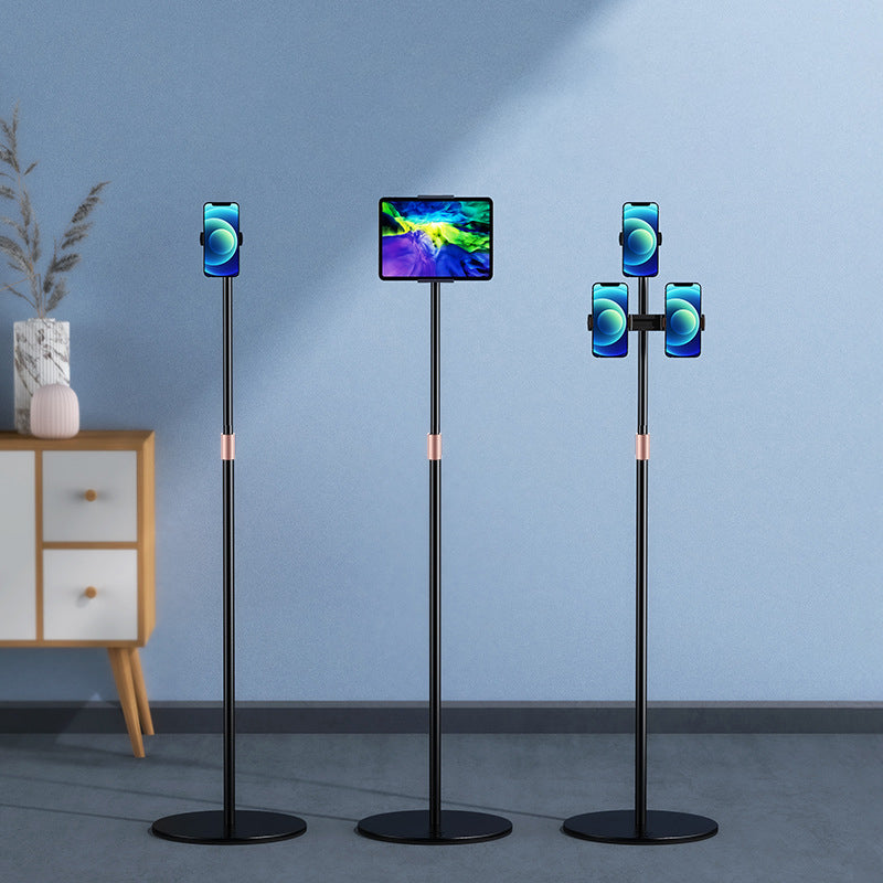 B08 160cm Telescopic Phone Holder Stand Height Free Lifting 360 Degree Rotation Floor Bracket Three Clips