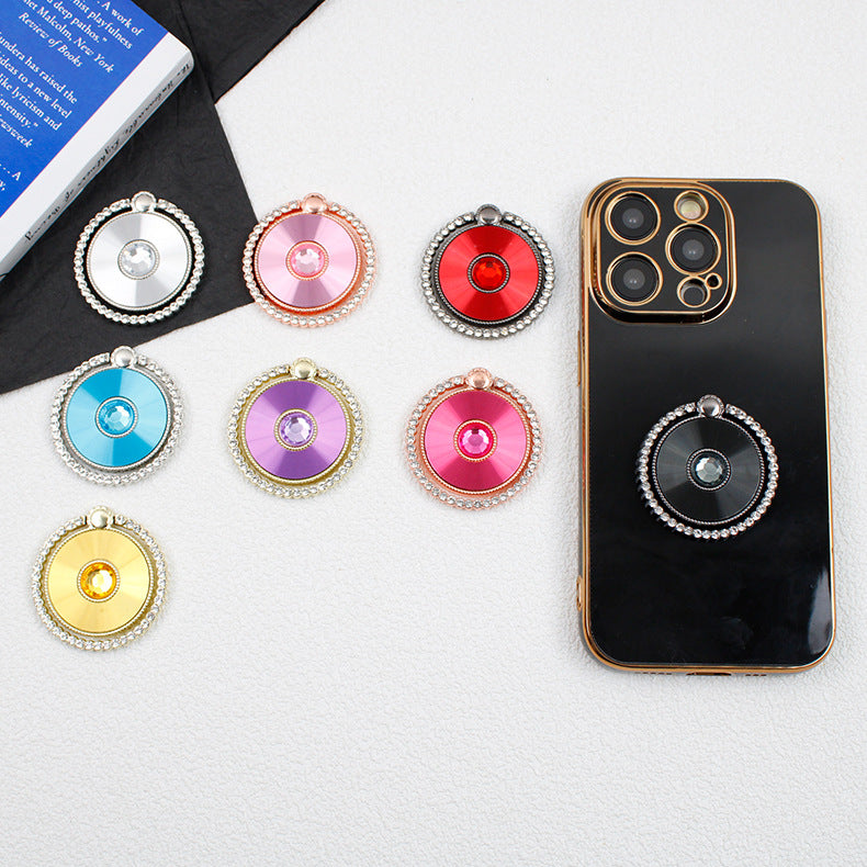 Rhinestone Decor Folding Ring Buckle Phone Holder Electroplated Stylish Mobile Kickstand