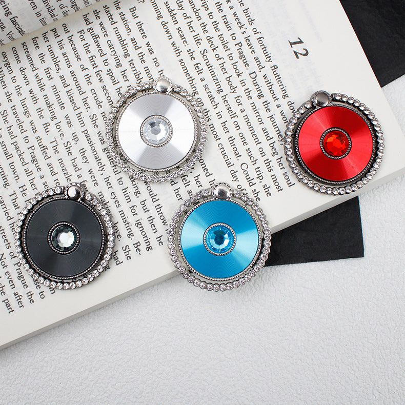 Rhinestone Decor Folding Ring Buckle Phone Holder Electroplated Stylish Mobile Kickstand