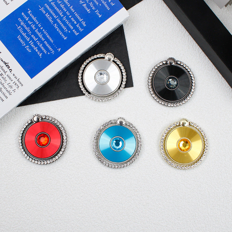 Rhinestone Decor Folding Ring Buckle Phone Holder Electroplated Stylish Mobile Kickstand