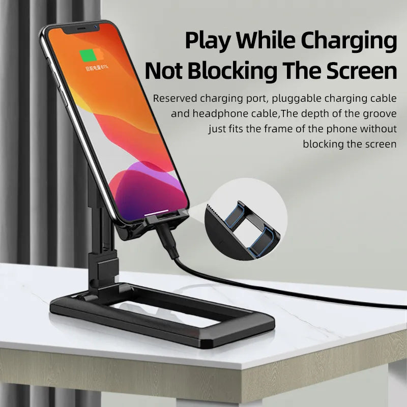 Folding Desk Phone Stand Non-Slip Adjustable Phone Holder for iPhone Samsung Huawei