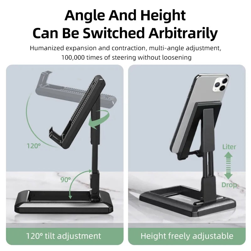 Folding Desk Phone Stand Non-Slip Adjustable Phone Holder for iPhone Samsung Huawei