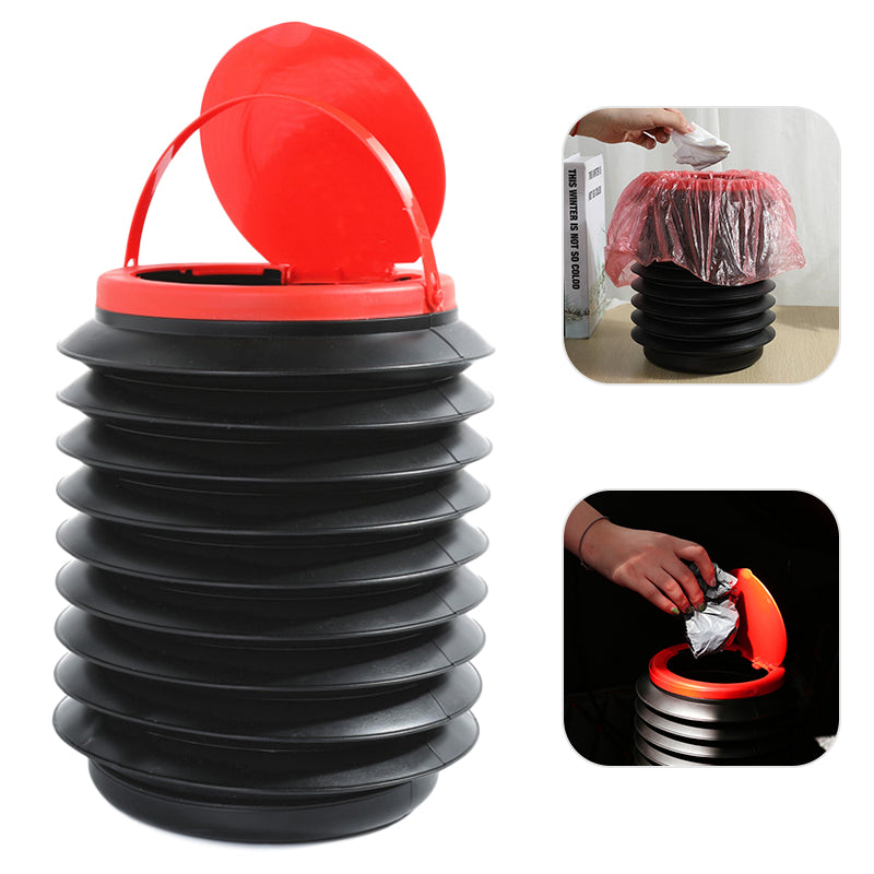 4L Retractable Folding Car Trash Bin with Lid Vehicle Garbage Dust Case Water Bucket Outdoor Fishing Bucket (BPA Free No FDA Certificate)