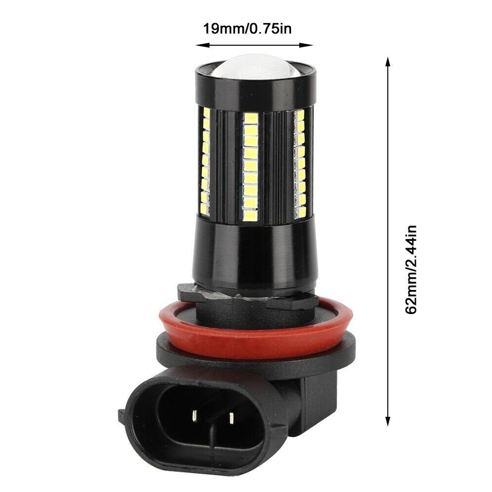 2Pcs H11/H8 DC12-24V 1000LM Car Auto Fog Light 66LED Super Bright Vehicle Fog Lamps