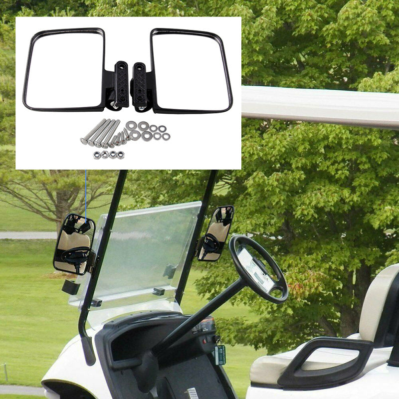 SF-GEF-01 One Pair Golf Cart Side Mirror Rear View Mirror Kit with Installation Screws