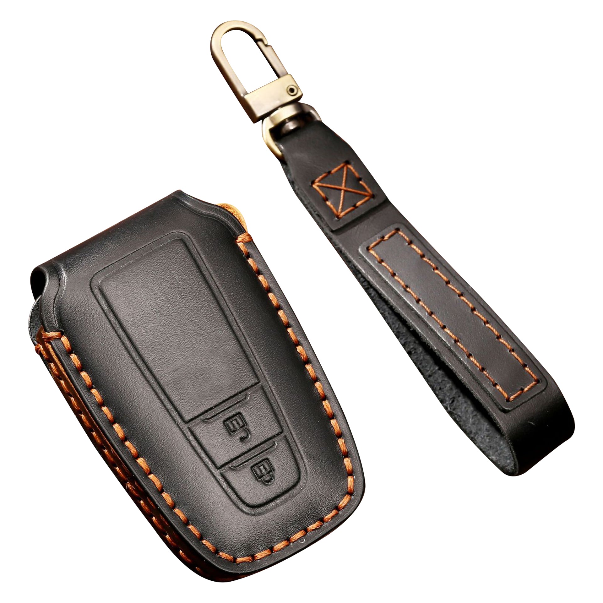 HALLMO Car Remote Key Cover for C005 18 Toyota 2-Keys Crazy Horse Cowhide Leather Protective Case