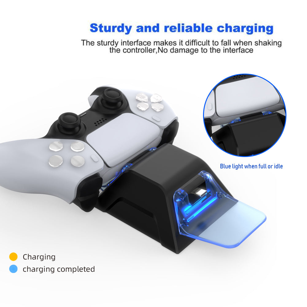DOBE TP5-0528 Type-C USB Dual Charging Dock Station with USB Cable for PS5 Controller Black/Transparent