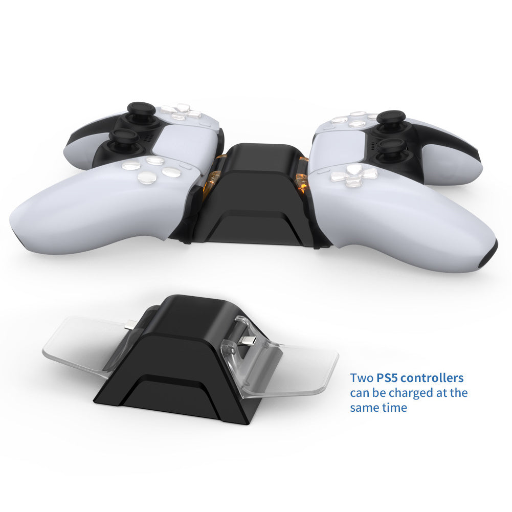 DOBE TP5-0528 Type-C USB Dual Charging Dock Station with USB Cable for PS5 Controller Black/Transparent