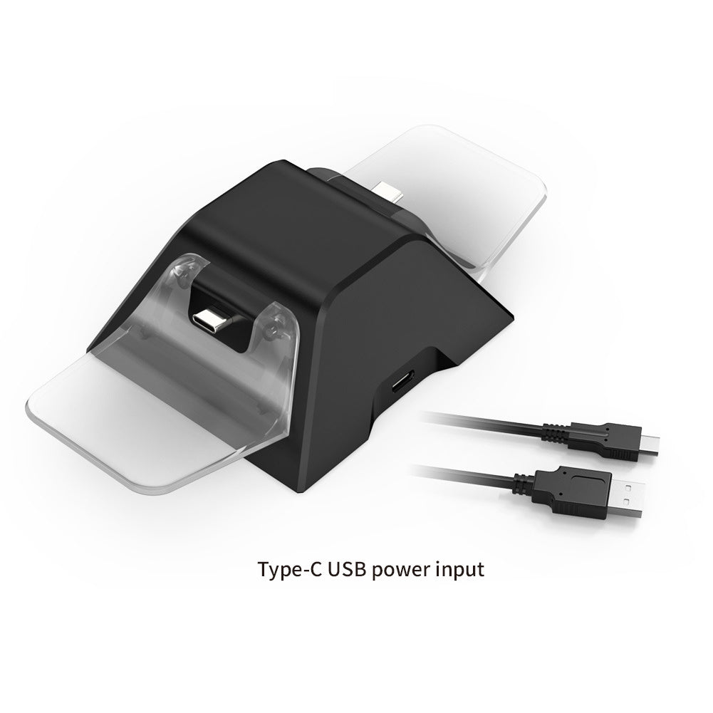 DOBE TP5-0528 Type-C USB Dual Charging Dock Station with USB Cable for PS5 Controller Black/Transparent