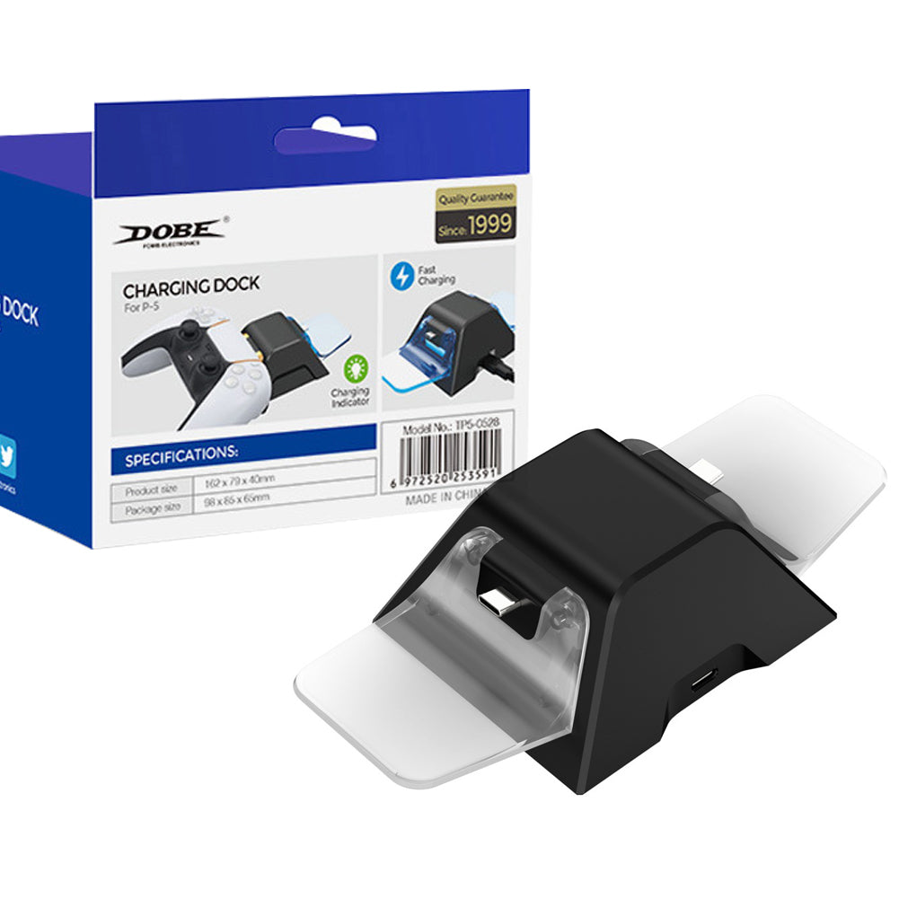 DOBE TP5-0528 Type-C USB Dual Charging Dock Station with USB Cable for PS5 Controller Black/Transparent