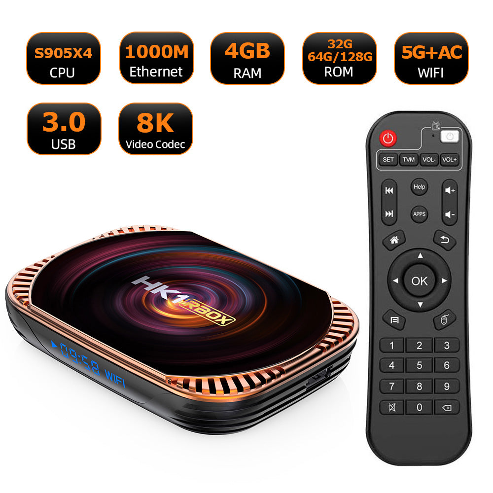 HK1RBOX X4 4 128GB 2.4G 5G WiFi 1000M 8K Smart TV Box Amlogic S905X4 Quad Core Android 11.0 Set Top Box Media Player