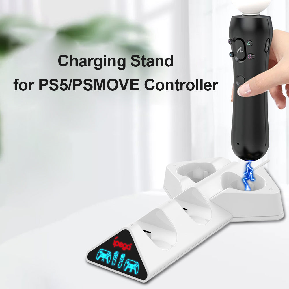 IPEGA PG-5011 4-i-1-spilcontroller Opladningsdock Multifunktions-gamepad-opladningsstativ til PS5/PS Move-controller