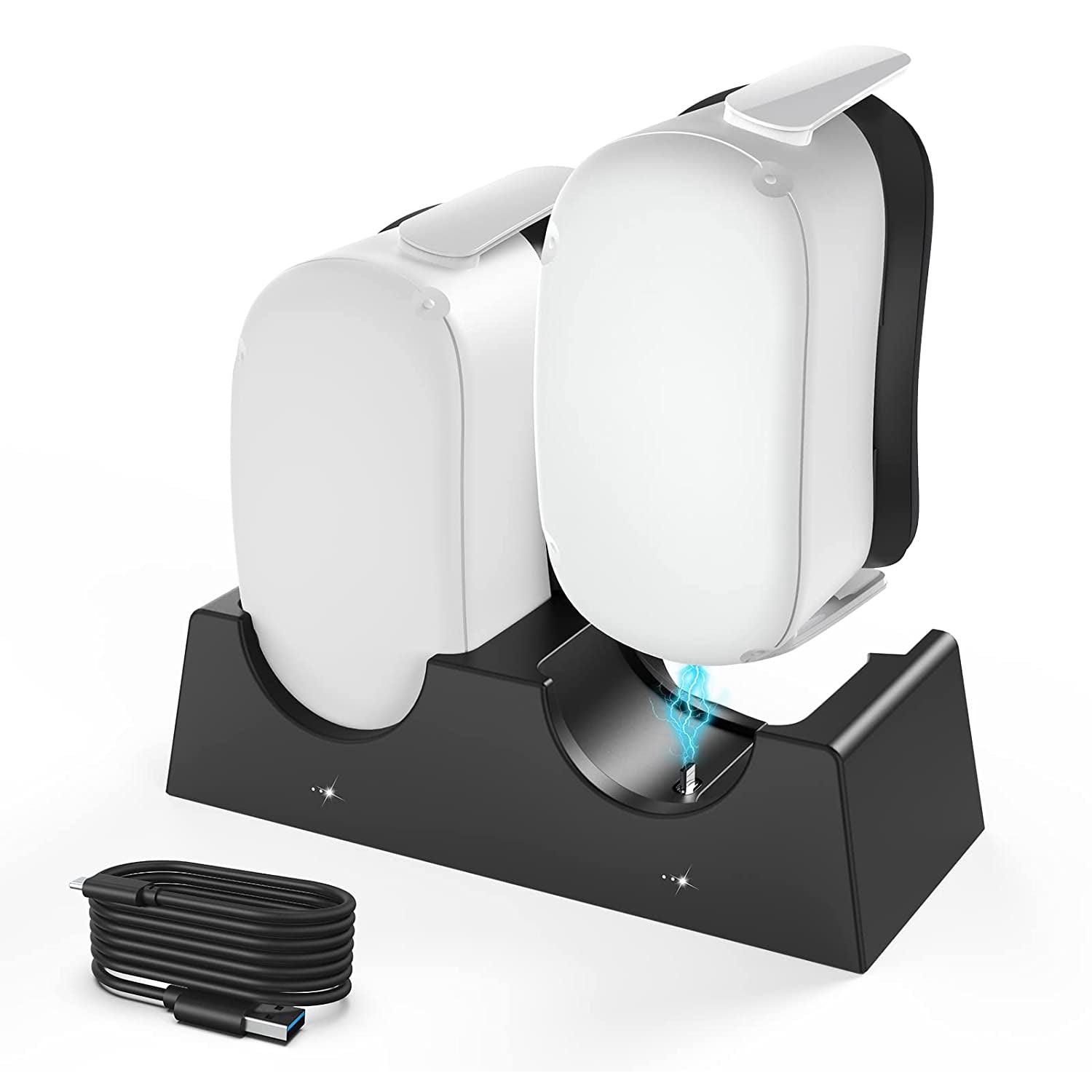Dual-Port Charging Stand for Oculus Quest 2 VR Accessories VR Headset USB-C Charging Dock Stand with Indicator Light