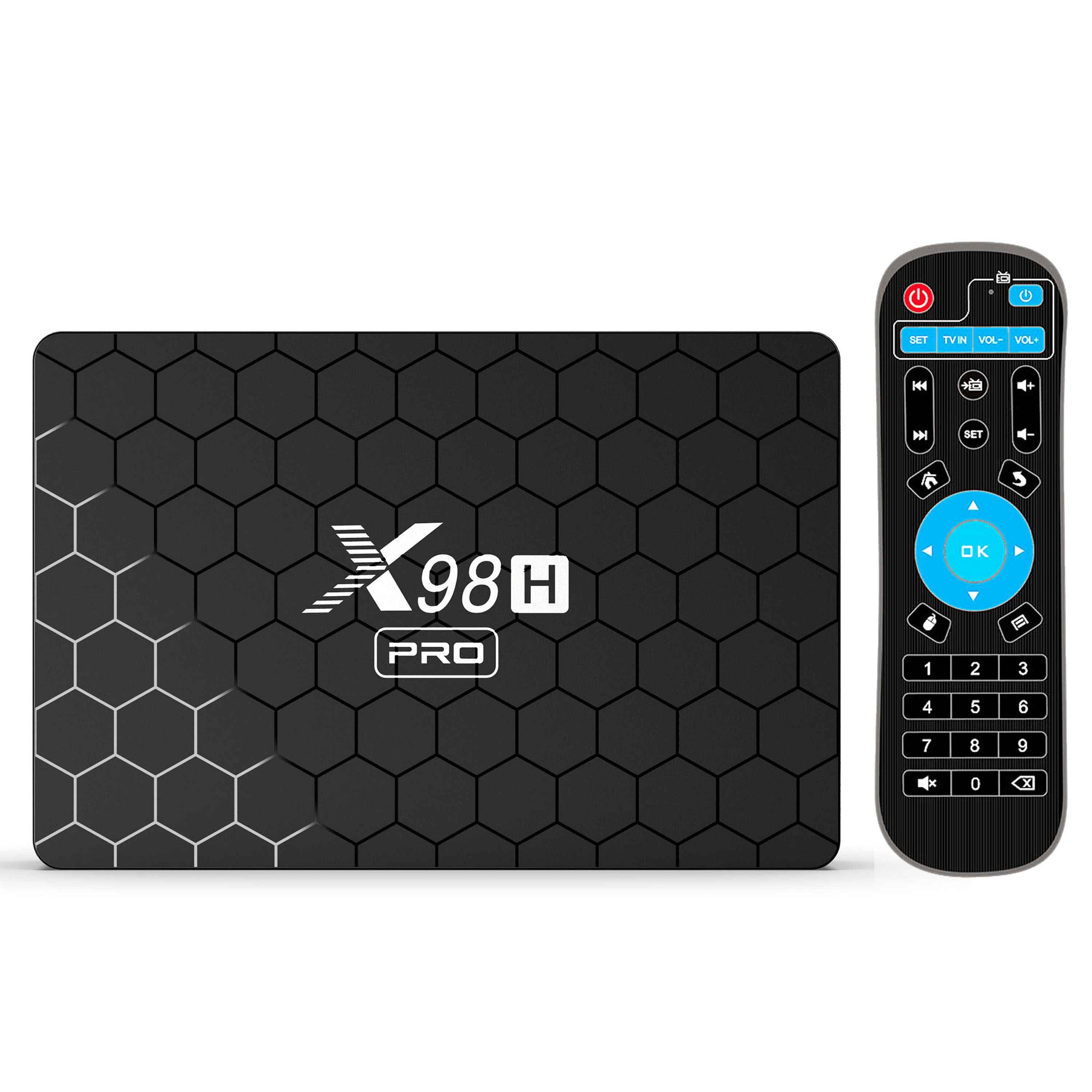 X98H Pro Android 12 Smart TV Box Allwinner H618 Quad Core 2.4GHZ 5.8GHZ Dual Band WiFi Support 6K Video Output Remote Control (2G 16G)