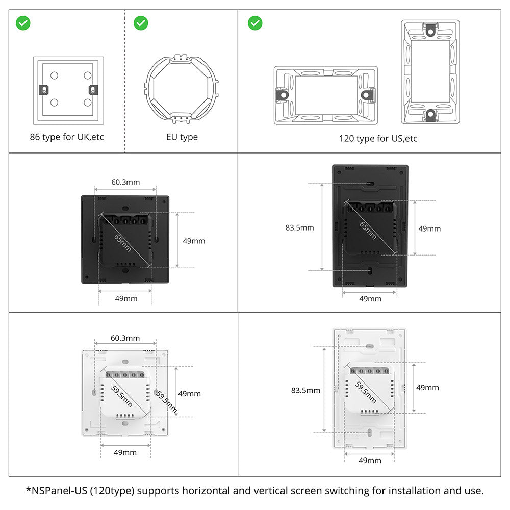 SONOFF NSPanel-USW Smart Scene Wall Switch Panel Smart Home Control Touchscreen Control - US Plug