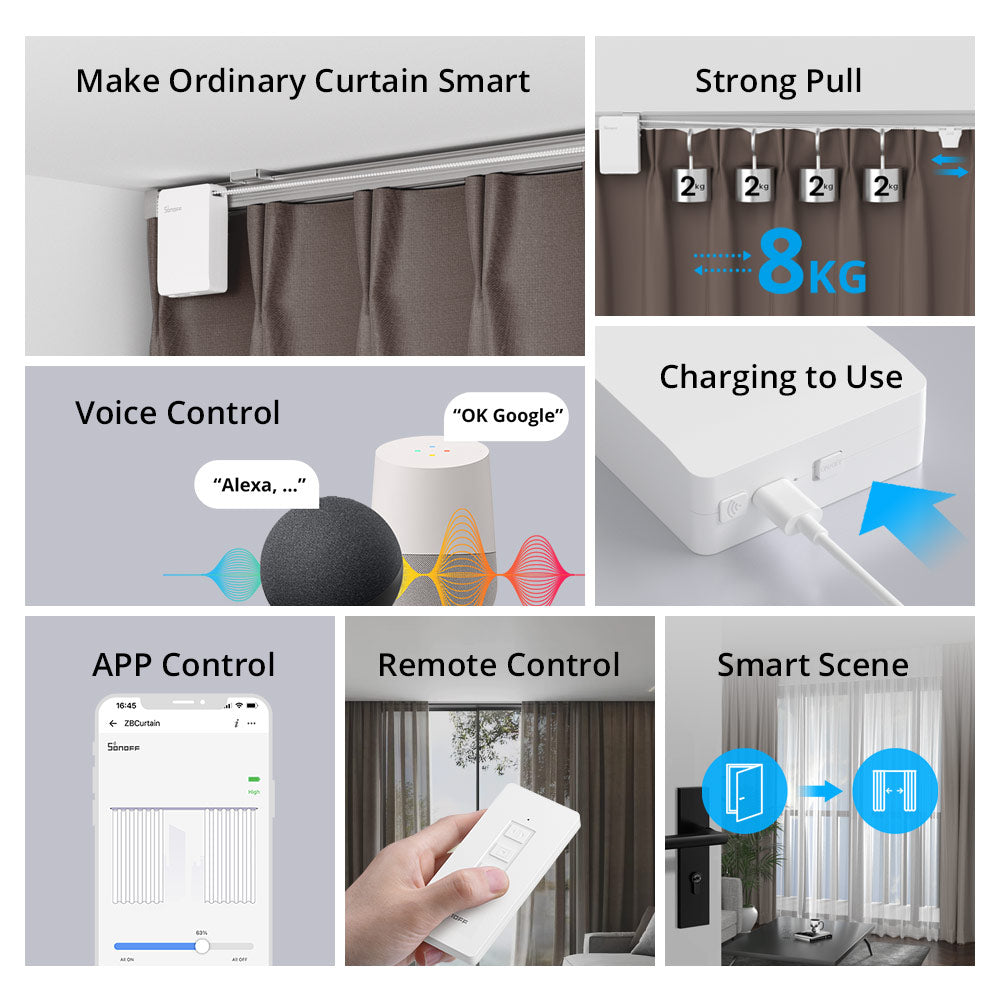 SONOFF ZBCurtain Zigbee Smart Curtain Motor APP Voice Remote Control Wireless Curtain Motor Kit