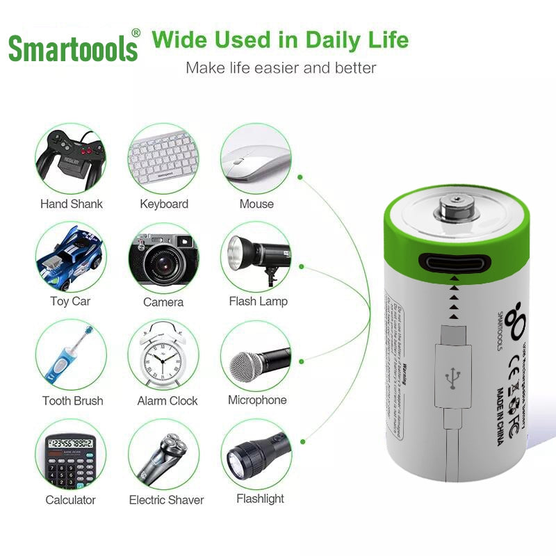 SMARTOOOLS 4Pcs 3.7V 300mAh CR2 Rechargeable Li-ion Battery for Digital Camera GPS Security Medical Equipment