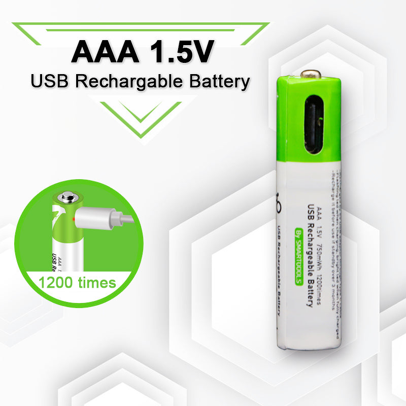 SMARTOOOLS 2Pcs 1.5V 750mWh AAA Rechargeable Li-ion Battery for Remote Control Wireless Mouse Toy