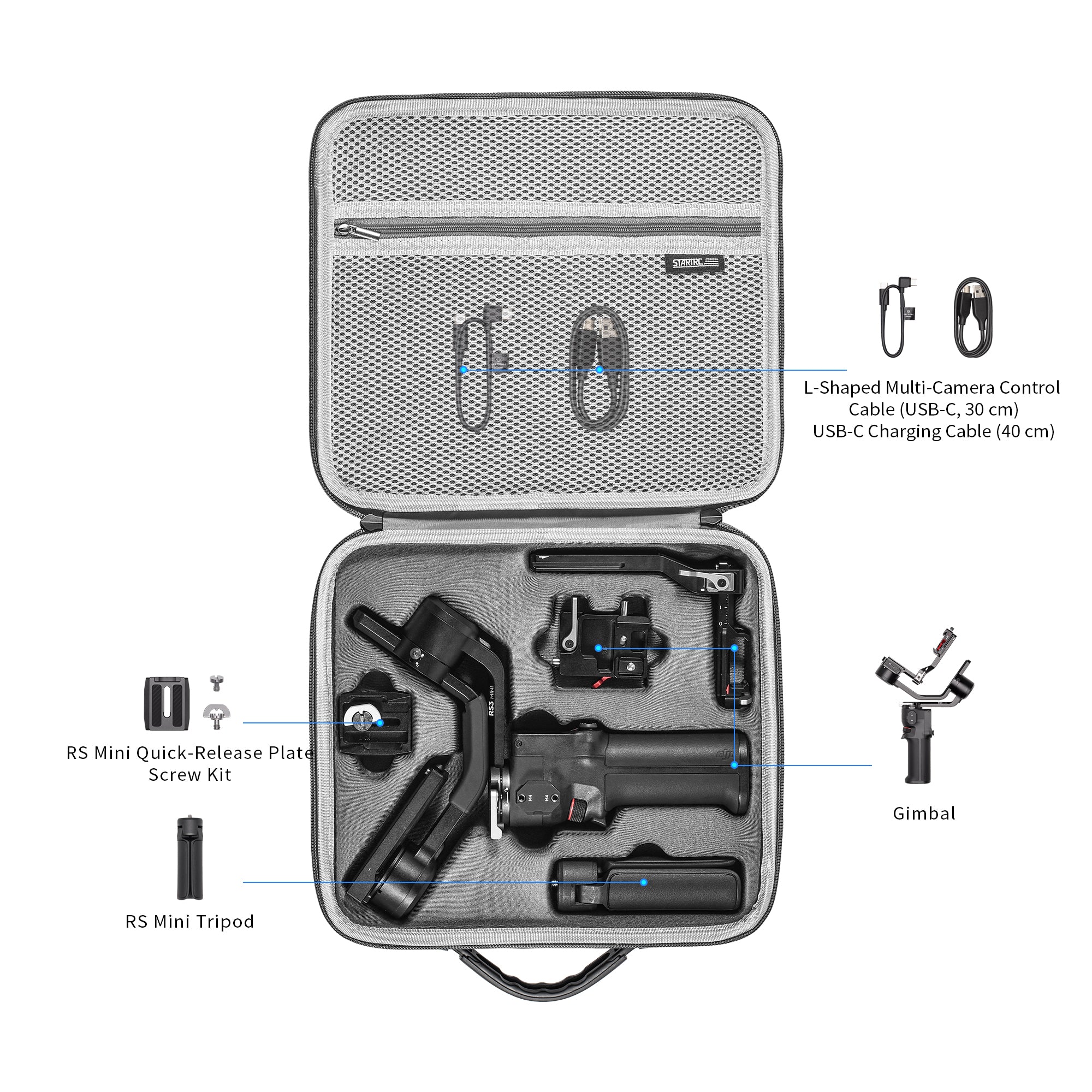 STARTRC 1116182 For DJI RS 3 Mini PU Leather Shoulder Bag Gimbal Stabilizer Carrying Case