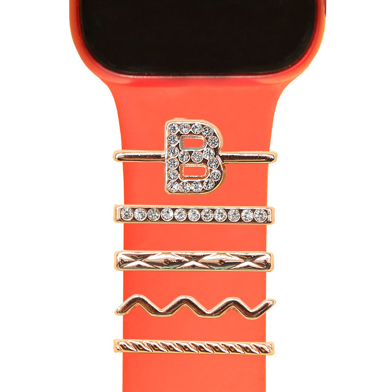 Universal Smart Watch Band Charms Metal Decorative Charms Loops Watch Strap Ornaments with Rhinestone (without Strap)